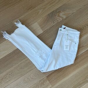 Risen cropped white distressed Jeans